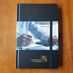 Black Poprun hardcover journal notebook with college ruled pages